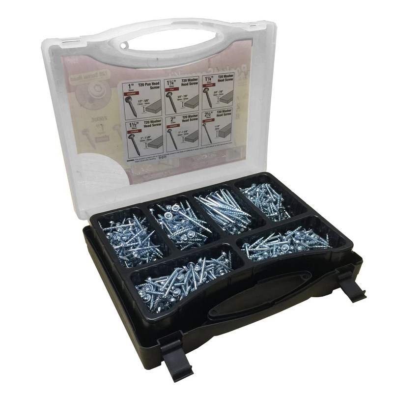 PocketScrews - Washer Head - T20 Star Drive - Zinc - Length:Assorted - Multiple Lengths - Pieces:700-Piece